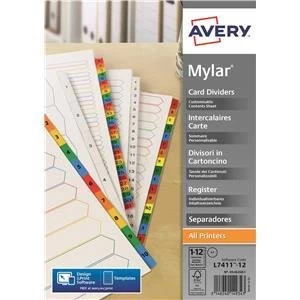 Original Avery A4 Index Multipunched 1 12 White