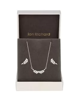 Jon Richard Rhodium Plated Angel Wing Cubic Zirconia Set - Gift Boxed