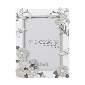 5" x 7" - Impressions White Floral Resin Frame