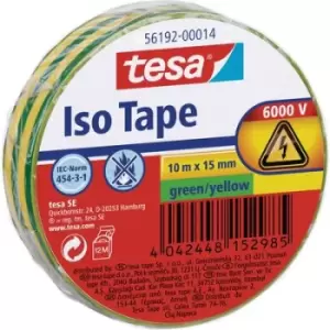 tesa 56192-00014-22 56192-00014-22 Electrical tape Green, Yellow (L x W) 10 m x 15mm