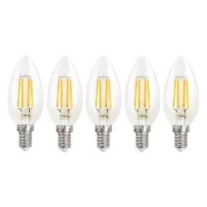 5 Watts E14 LED Bulb Clear Candle Cool White Dimmable, Pack of 5