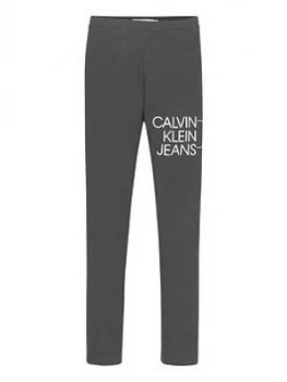 Calvin Klein Jeans Girls Hybrid Logo Leggings - Black, Size Age: 12 Years, Women