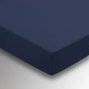 Helena Springfield Plain Dye, 50/50 Percale, Single Fitted Sheet, Navy