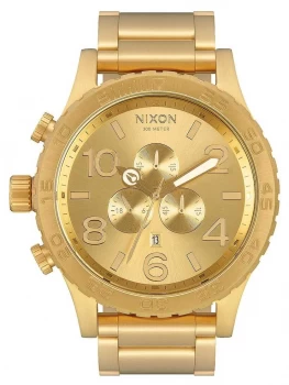 Nixon 51-30 Chrono All Gold Gold IP Bracelet Gold Dial Watch
