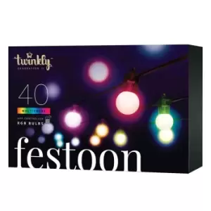 Twinkly Festoon Lights 40 RBG G45 Bulbs 05M Space 20M Total Length Bt+WiFi Gen Ii Ip44
