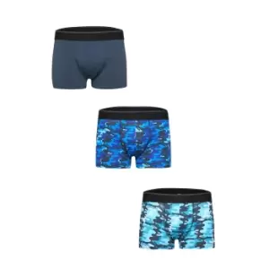 Tom Franks Mens Camo Boxer Shorts (Pack Of 3) (XL) (Blue Camo)