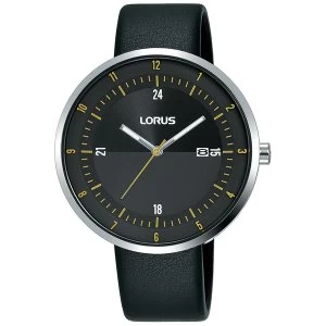 Lorus RH957LX9 Mens Dress Watch with Large Slim Dial & Black Leather Strap