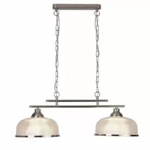 Bistrot II pendant light, satin silver and glass, 2 bulbs