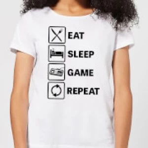 Eat Sleep Game Repeat Womens T-Shirt - White - 3XL
