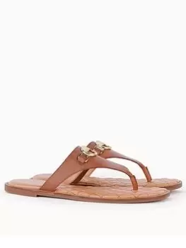 Barbour Baymouth Leather Thong Sandal - Brown, Size 5, Women