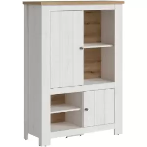 Celesto 2 Door 4 Shelves Cabinet in White and Oak