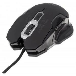 Manhattan Gaming USB Wired Mouse Black Adjustable DPI (800 1200 1600 or 2400dpi) USB-A Optical LED lighting Six Button with Scroll Wheel Low friction