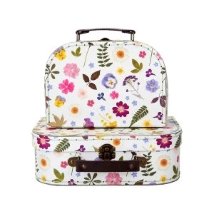 Sass & Belle (Set of 2) Pressed Flowers Suitcases