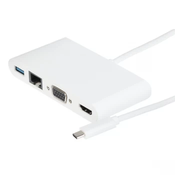 Nikkai USB Type-C to Multi-Port USB-A 3.0 / HDMI / RJ45 / VGA Docking Station - White
