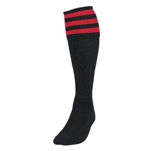 Precision 3 Stripe Football Socks Black/Red - UK Size 3-6