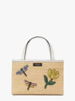 Kate Spade Sam Icon Dragonfly Embellished Straw Small Tote Bag Bag, Natural Multi, One Size