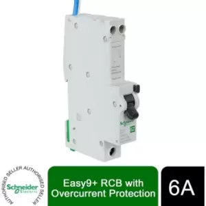 Schneider Electric - Easy9+ EZ9D16806 RCBO Circuit Breaker 6A 30mA Type A B Curve