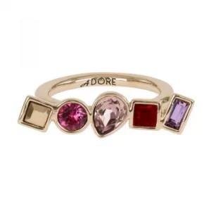 Ladies Adore Rose Gold Plated Mixed Crystal Ring Size N