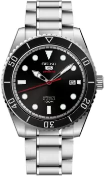 Seiko 5 Sports Automatic Black Dial Silver Stainless Steel Mens Watch