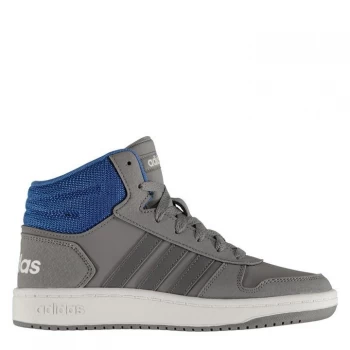 adidas Hoops Mid 2.0 High Top Trainers Junior Boys - Grey/Blue/Wht