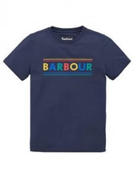 Barbour Boys Short Sleeve Multi Logo T-Shirt - Navy
