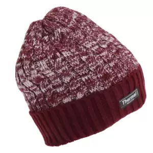 Adults Unisex Thermal Two Tone Winter Beanie Hat (One Size) (Red)