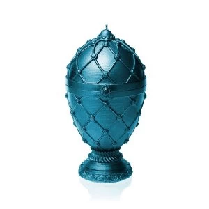 Blue Metallic Faberge Egg Large Candle