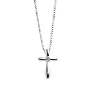 D for Diamond Childrens Silver & Diamond Slim Cross Necklace