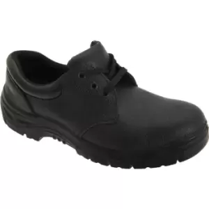 Grafters Mens 3 Eye Grain Leather Safety Toe Cap Shoes (43 EUR) (Black) - Black