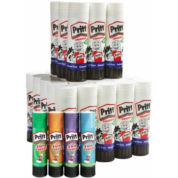 Pritt 2359266 Glue Sticks 43g Pack of 34 + 4 Free Coloured