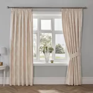 Imelda Floral Woven Jacquard Lined Pencil Pleat Curtains, Ivory, 66 x 72" - Dreams&drapes