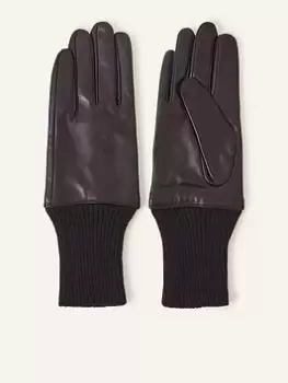 Accessorize Leather Cuff Glove, Black, Size M/L, Women