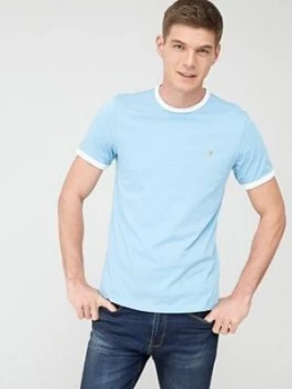 Farah Groves Ringer T-Shirt - Light Blue, Size S, Men