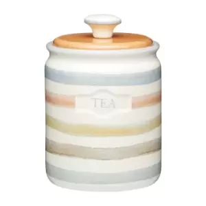 KitchenCraft Ceramic Tea Canister White, Blue and Brown