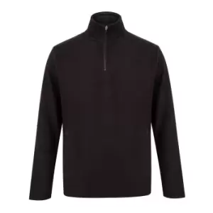 Henbury Mens Zip Neck Micro Fleece Top (XS) (Black)