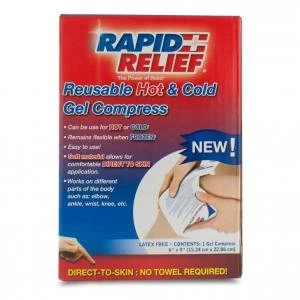 Rapid Relief Reusable HotCold Gel Compress Direct To Skin 6" x 9in