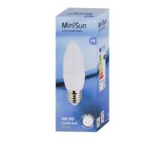4 x MiniSun 4W LED Frosted Candle Bulbs with ES/E27 Cap in Warm White