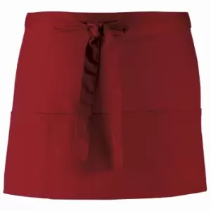 Premier Ladies/Womens Colours 3 Pocket Apron / Workwear (Pack of 2) (One Size) (Burgundy)