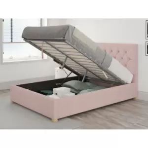 Olivier Ottoman Upholstered Bed, Pure Pastel Cotton, Tea Rose - Ottoman Bed Size Single (90x190)