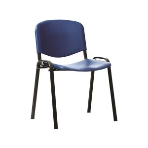 Trexus Cafe Stackable Polypropylene Medium Back Chair Blue with Black Metal Frame