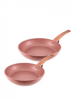 Tower Cerastone Set Of 2 Forged Frying Pans ; Rose Edition