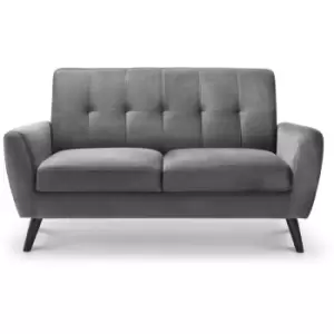 2 Seater Sofa Dark Grey Velvet Fabric Upholstered - Orpha
