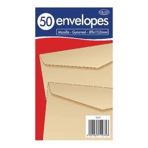 County Stationery Manilla Gummed Envelopes 89x152mm Pack of 1000 C517