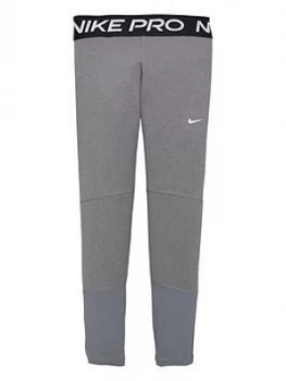 Nike Girls Pro Tight - Grey, Size S, 8-9 Years