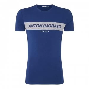 Antony Morato Rubber Logo T Shirt - Blue 7060