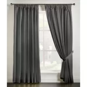 Essential Living Adiso Pencil Pleat Taped Top Curtains Charcoal 117cm x 137cm