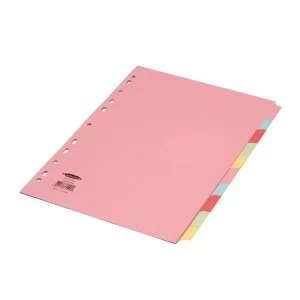 Concord A4 Subject Dividers 10 Part Multipunched 160gsm Assorted Colours Pack of 25
