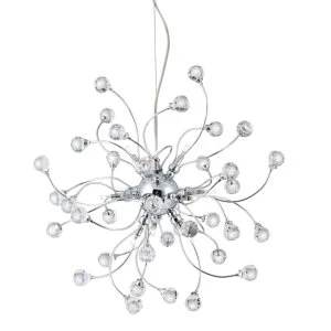12 Light Ceiling Pendant Chrome with Crystals, G4 Bulb