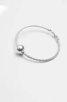 Recycled Sterling Silver 925 Polished Orb Cuff Bracelet