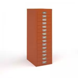 Bisley multi drawers with 15 drawers - orange